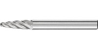 Fraise sur tige en carbure, denture INOX, forme ogive à bout rond RBF