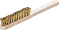 Brosse fine, laiton, ondulé, manche en bois