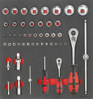 Module d'outillage clé à douille 1/4&#34; et 1/2&#34;, 49 pièces, module 2/3