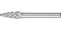 Fraise sur tige en carbure, denture STEEL, forme ogive à bout rond RBF